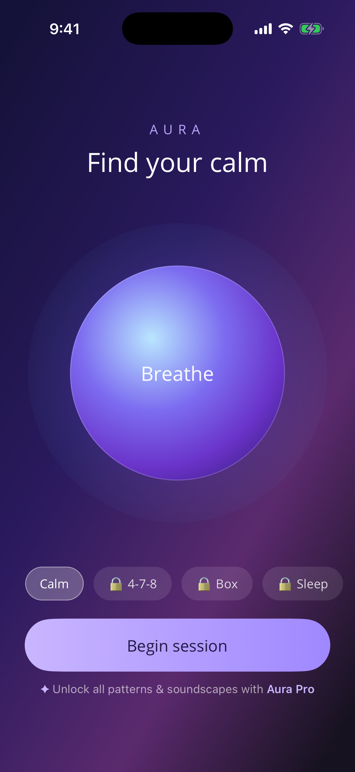 Aura — home screen